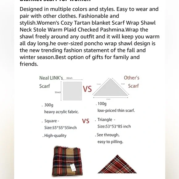 NEAL LINK blanket, scarf for ladies plaid excellent condition super SOFT - Picture 9 of 9